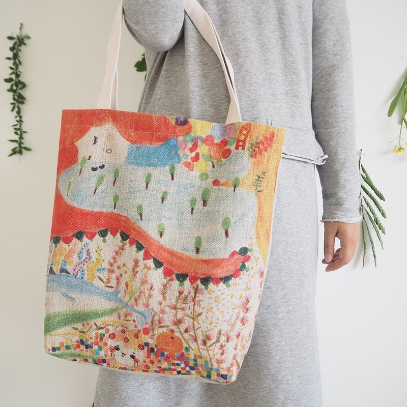 彩色系环保袋我的小美梦购物袋Tote Bag - 侧背包/斜挎包 - 棉．麻 多色