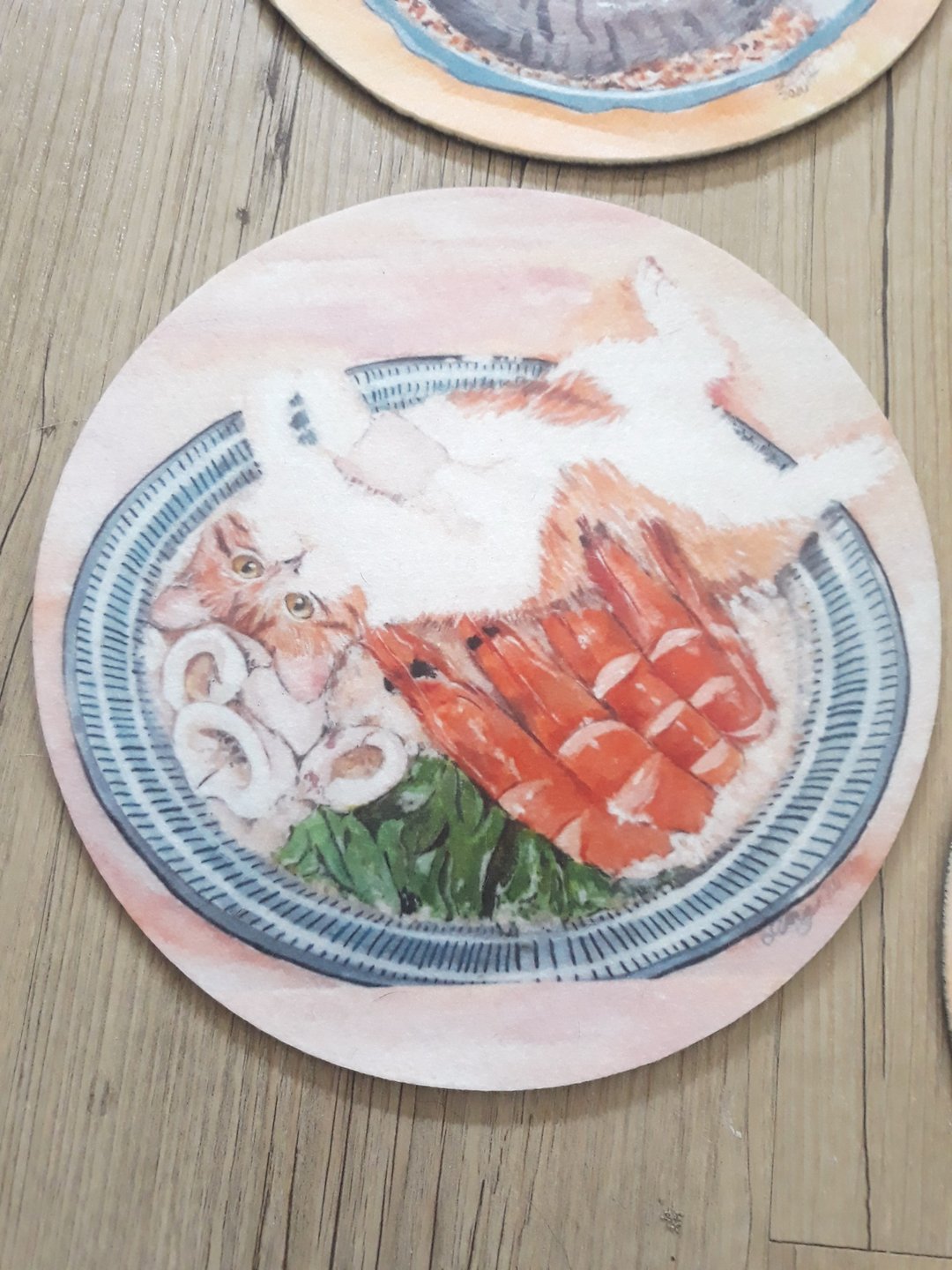 猫美食-橘子猫海鲜面/隔热垫/餐垫/锅垫 - 餐垫/桌巾 - 其他人造纤维 多色