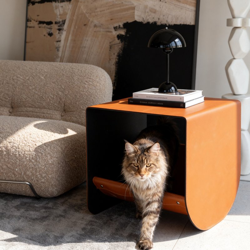 【躲猫猫茶几】是猫窝也是时尚茶几 - 床垫/笼子 - 其他金属 橘色