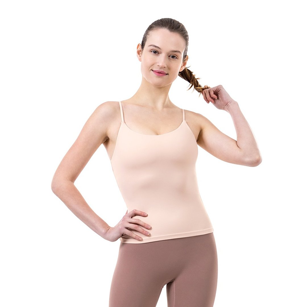 【NAMASTE】Sue 简约圆领上衣 - 雾粉 - 女装瑜珈服 - 尼龙 粉红色