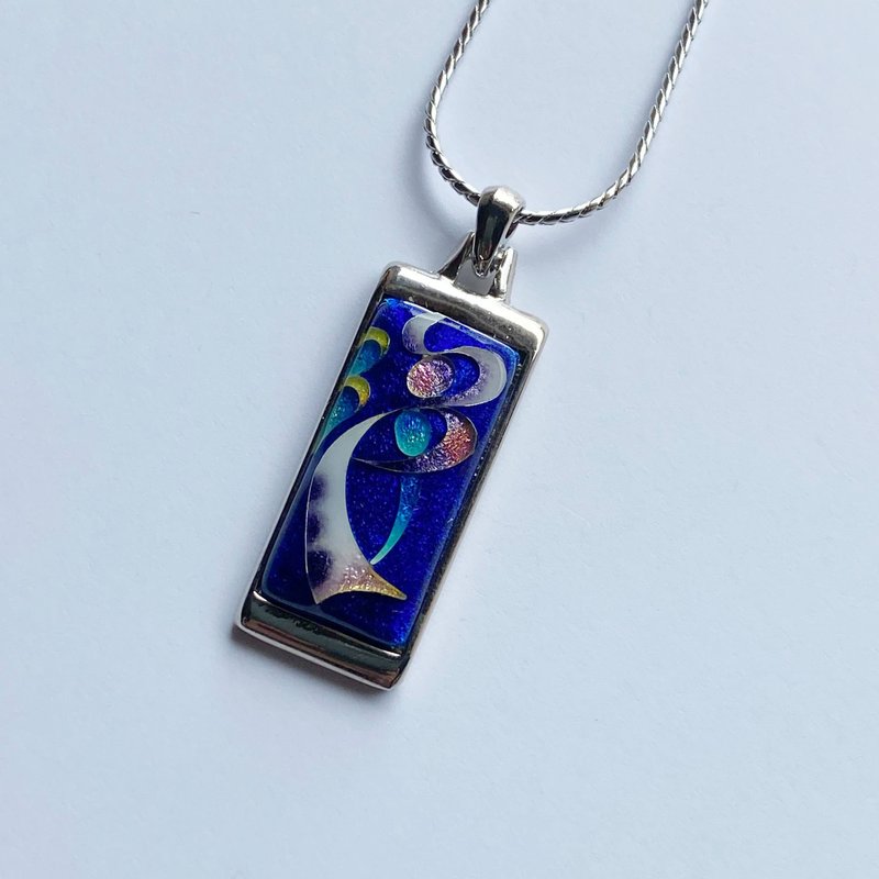 Ribbon [Blue] Cloisonne pendant Sterling silver cloisonne - 项链 - 其他材质 蓝色
