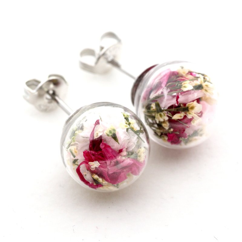 “爱家作- OMYWAY”DIY 干花  玻璃球 耳针 耳环 耳勾 垂挂 耳夹 Dried Flower - Glass Globe- Earrings- Drop Earrings - Drop Clip on Earrings - Clip Earrings - 耳环/耳夹 - 玻璃 