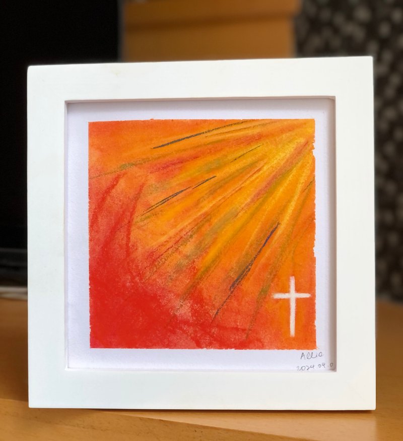 Allie 的舒心艺术 I 原创手绘粉彩画 18cm 附框 I 十字架的消息 - 海报/装饰画/版画 - 纸 