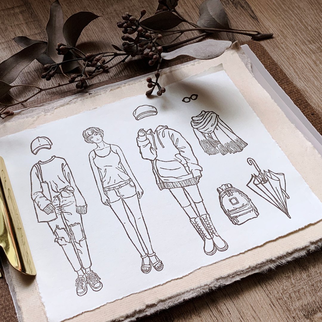 OOTD STAMPS 每天穿搭印章系列01 短发女孩透明印章 - 印章/印台 - 塑料 