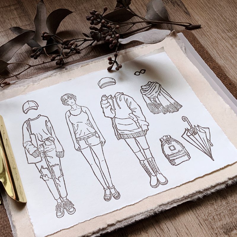 OOTD STAMPS 每天穿搭印章系列01 短发女孩透明印章 - 印章/印台 - 塑料 