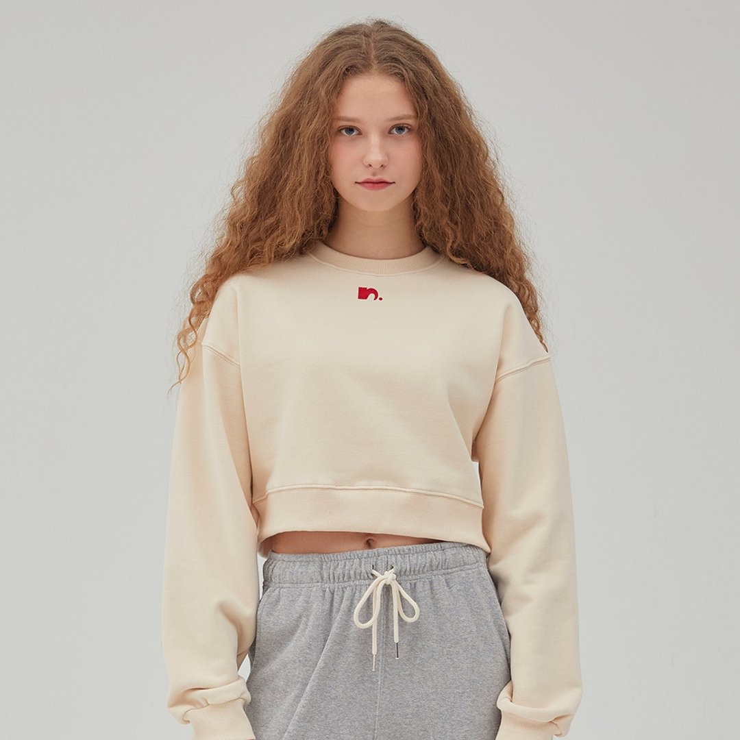 Symbol Crop Sweatshirt - Ivory - 女装上衣 - 其他材质 