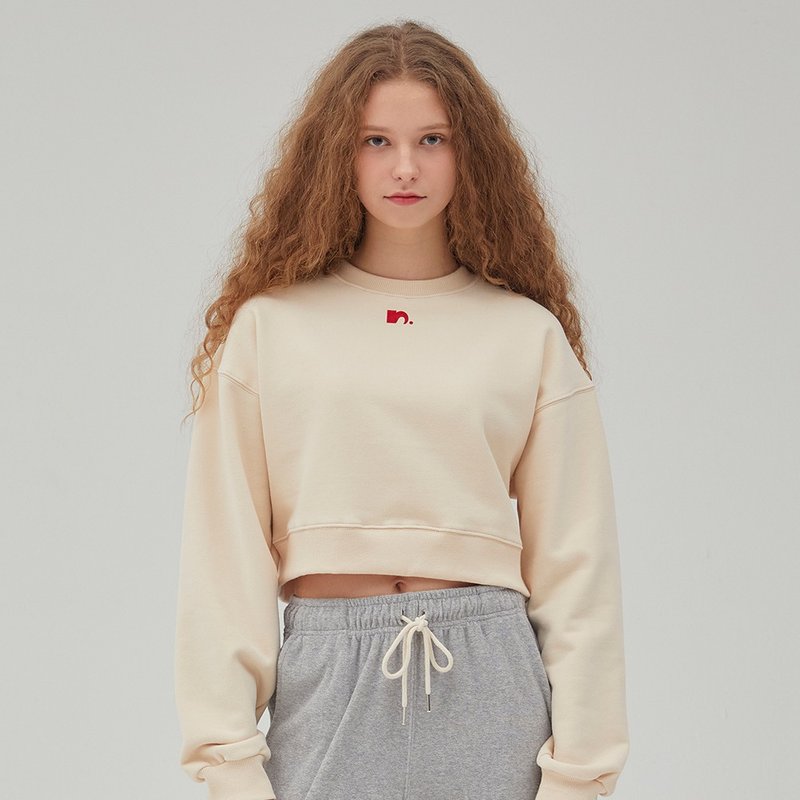 Symbol Crop Sweatshirt - Ivory - 女装上衣 - 其他材质 