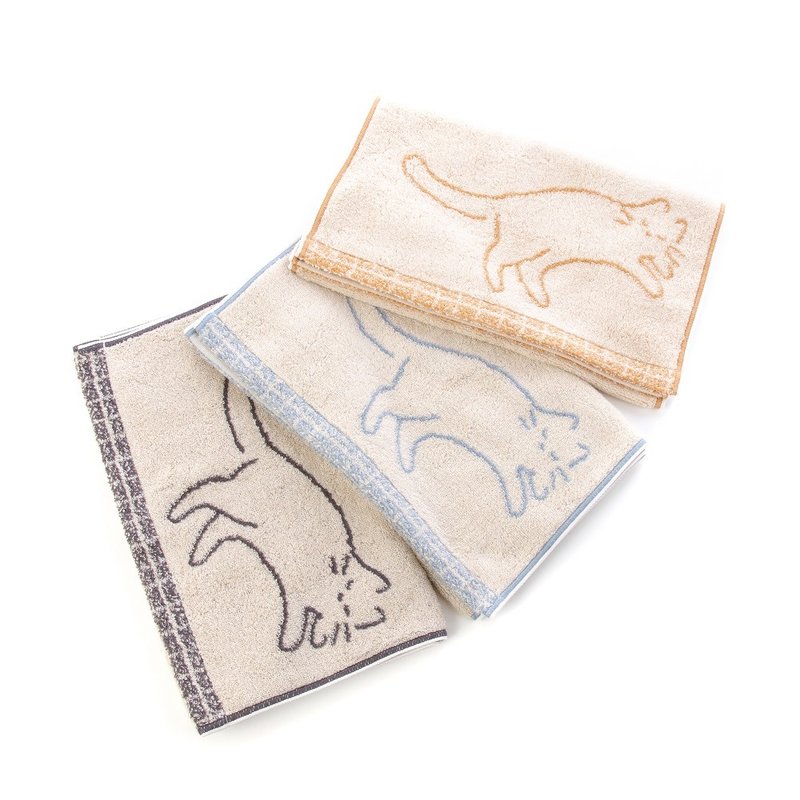 【沉睡的猫】今治长巾|亲肤吸水|手绘风格|温柔疗愈|日本制 - 毛巾浴巾 - 棉．麻 多色