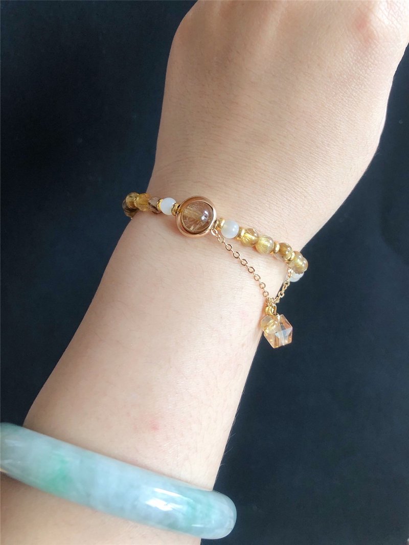 【售出】钱来我身边 招财款 钛晶 月光石 礼物 送礼 水晶 天然石 - 手链/手环 - 水晶 黄色