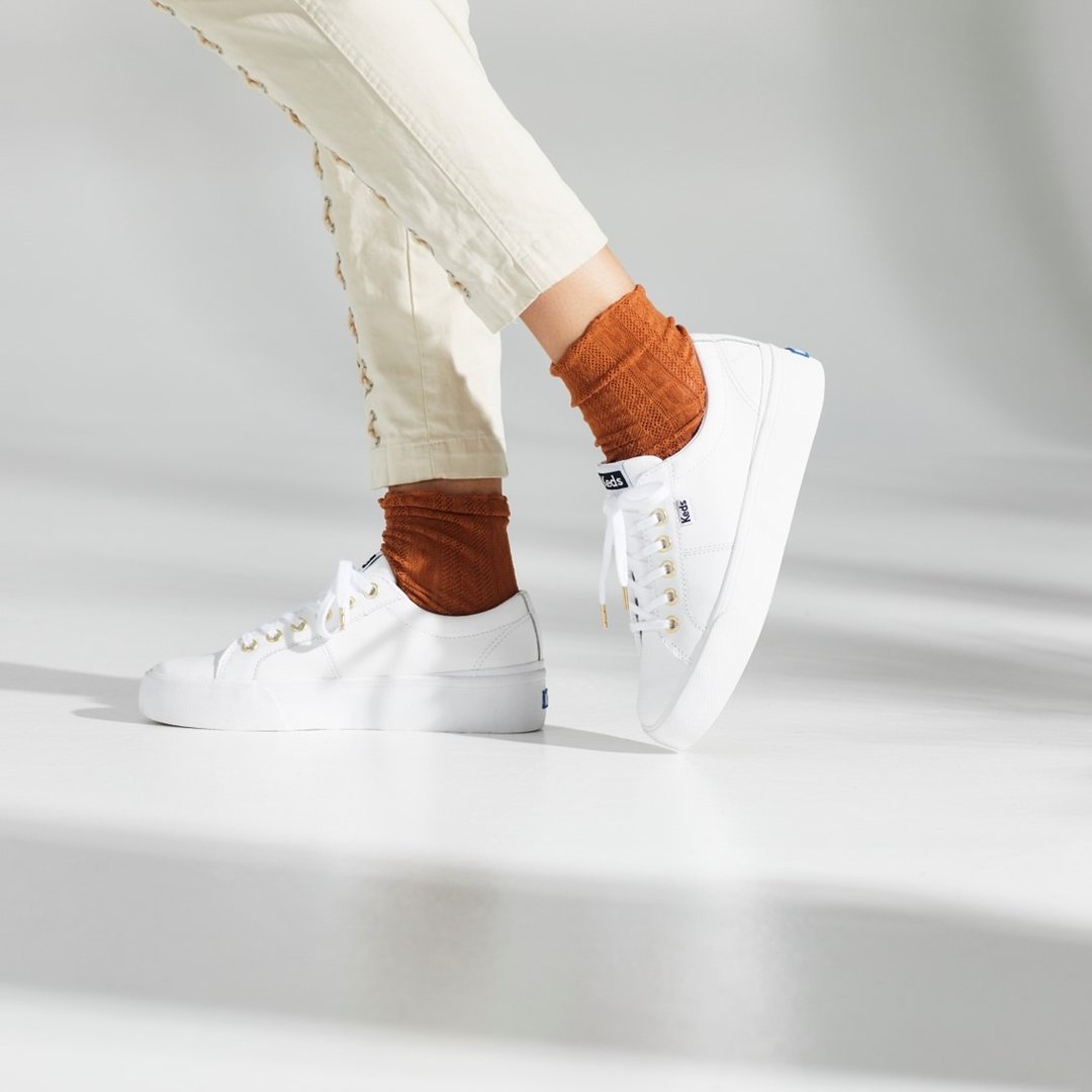KEDS JUMP KICK DUO 简约运动风皮革厚底鞋9211W123212 - 女款休闲鞋 - 真皮 