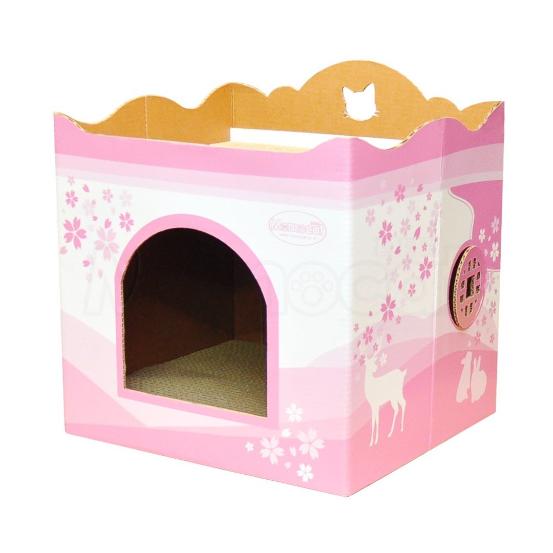 【MOMOCAT】瓦楞猫villa和风粉樱 瓦楞纸猫屋 - 抓板/跳台 - 纸 