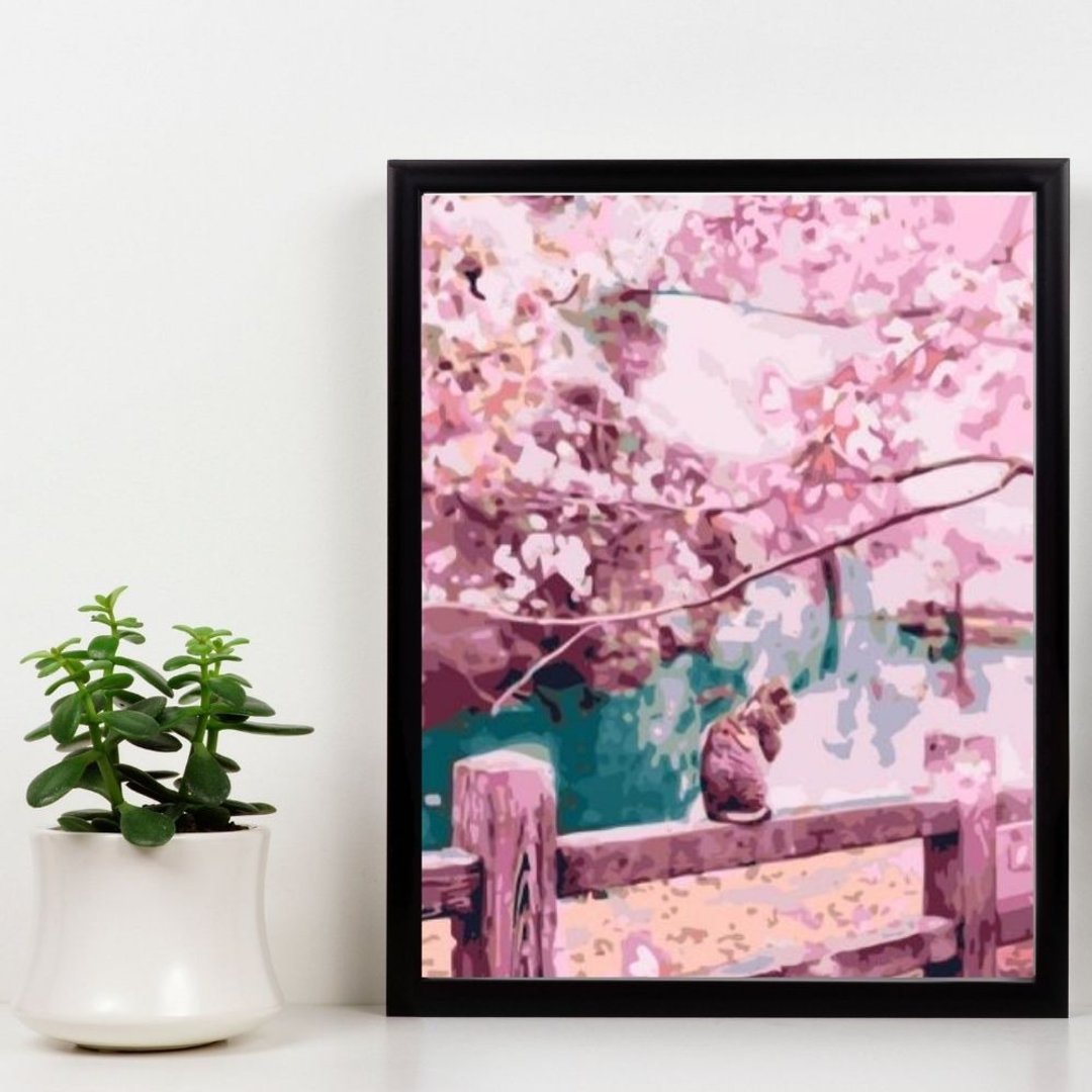 猫咪恋樱 创意数字油画 【销售排行榜 】 - 插画/绘画/写字 - 其他材质 