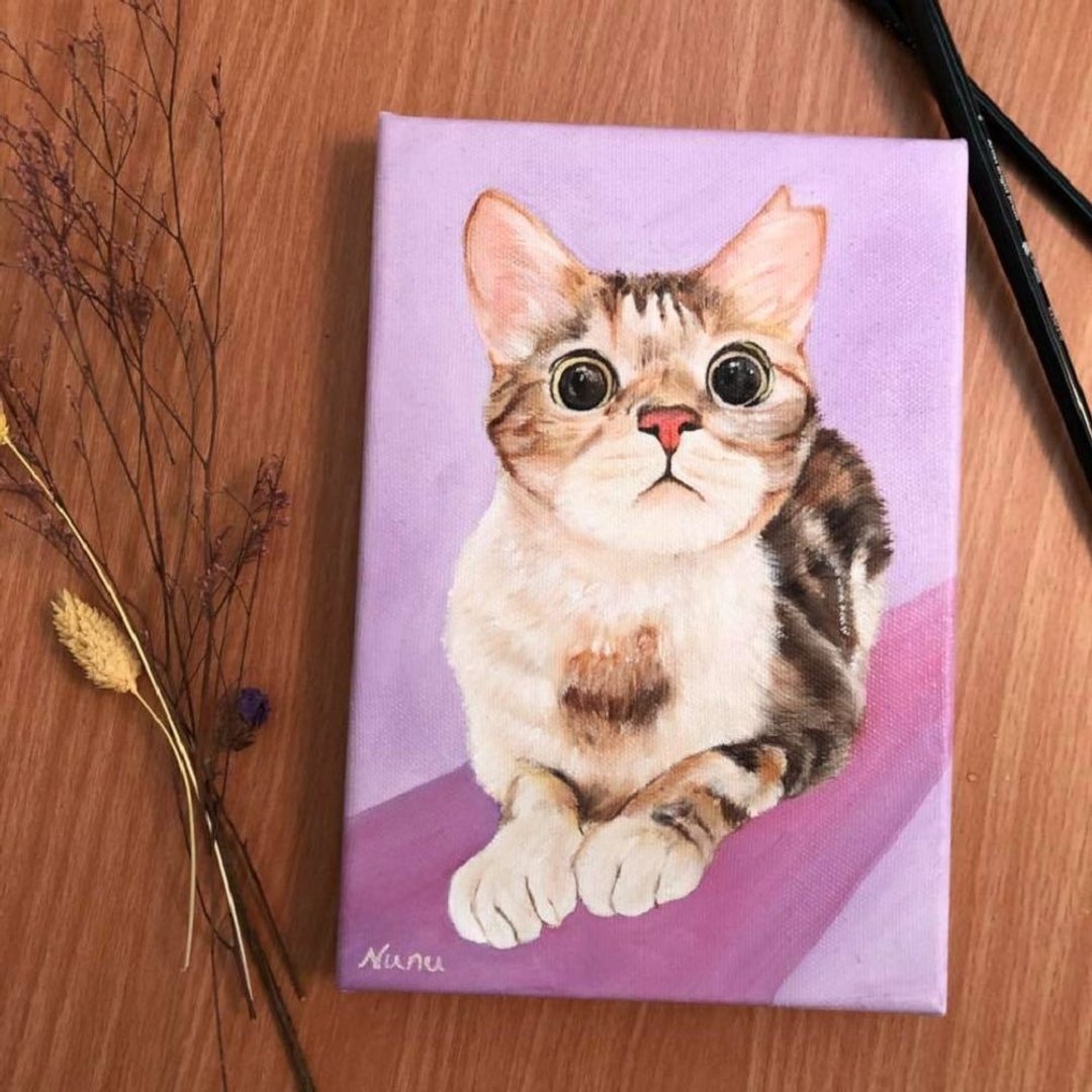 定制宠物画/猫咪油画/宠物似颜绘 - 订制画像 - 颜料 