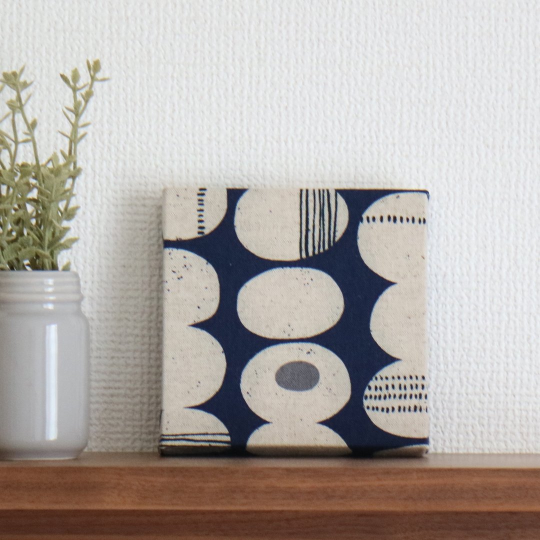 12x12cm fabric panel [Nordic ball navy] - 墙贴/壁贴 - 棉 蓝色