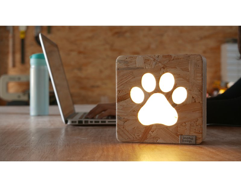 猫狗 脚印 脚掌 木制座枱灯 灯箱 paw 圣诞礼物 交换礼物 - 灯具/灯饰 - 木头 咖啡色