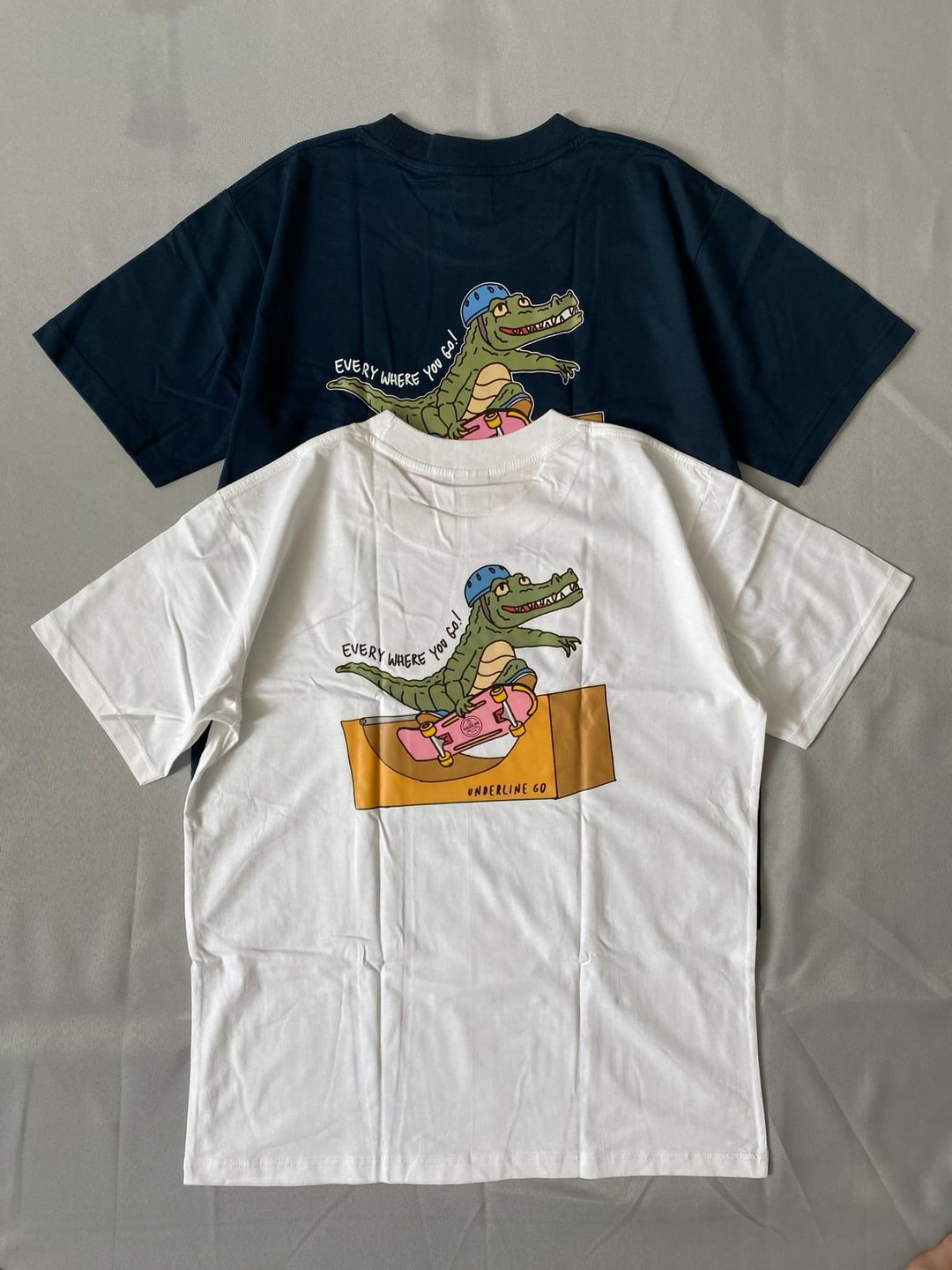 鳄鱼滑板纯棉T恤 / M L / 2色 - 中性连帽卫衣/T 恤 - 棉．麻 白色