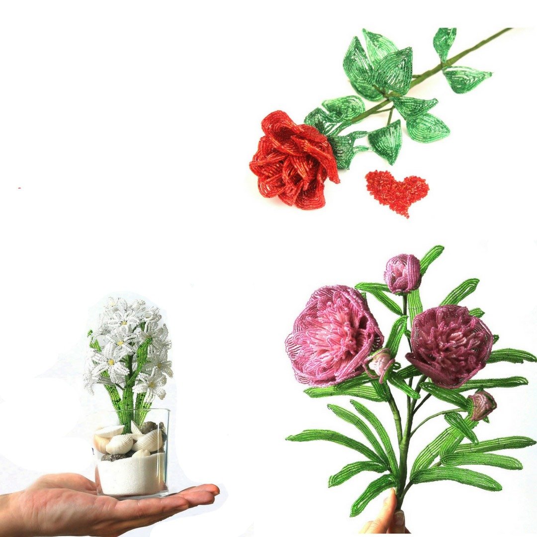 Digital Download - PDF | Beaded Flowers pattern | Peony, hyacinth, rose - 手工艺教程/工具书 - 其他材质 
