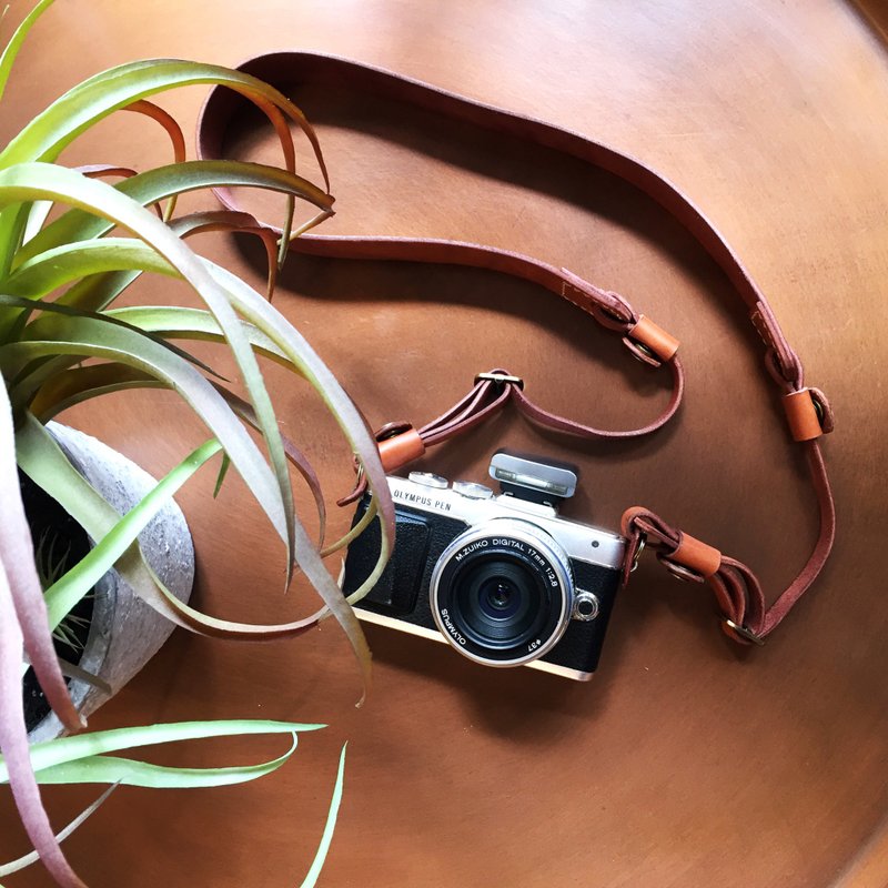 Ochre leather camera strap - 相机背带/脚架 - 真皮 咖啡色