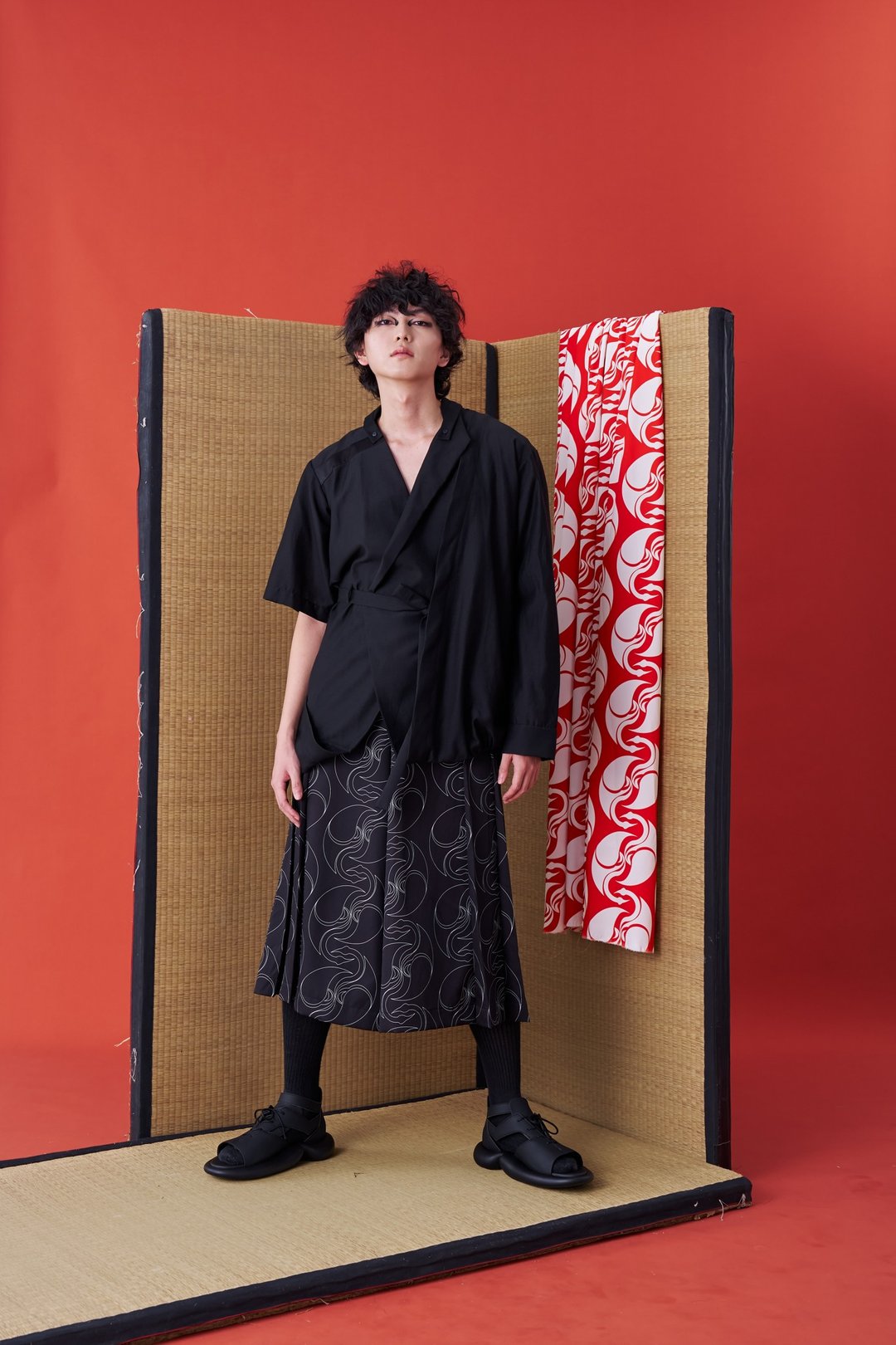 长袖衬衫/INF 24AW 解构日式双层衬衫 - 女装上衣 - 棉 黑色