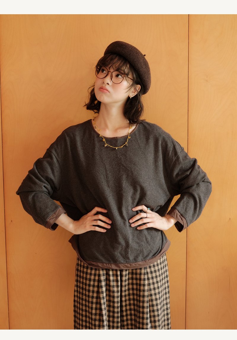 再生混纺拼接上衣打底秋冬双层肌理松弛感上衣 - 女装衬衫 - 棉．麻 多色