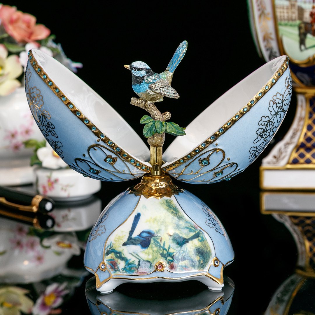 美国 Bradford 俄罗斯彩蛋鸟语花香蓝雀 陶瓷音乐盒音乐铃 节日送礼 - 其他 - 瓷 
