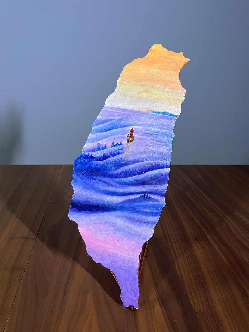 台湾小岛系列压克力绘画-迷雾森林 - 摆饰 - 木头 蓝色