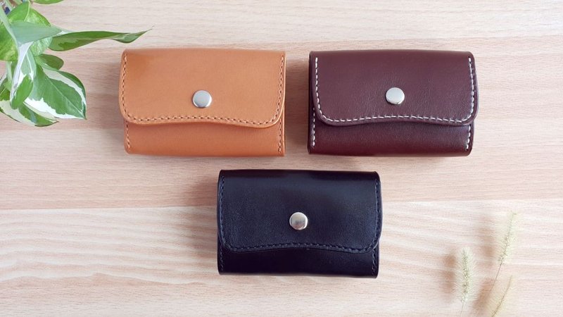 YF01_手作文创~轻巧简约多功能名片卡片、钞票、零钱包、手拿包 - 零钱包 - 真皮 咖啡色