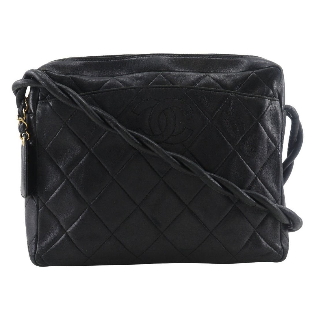 【日本直送】香奈儿 CHANEL Matelassé 经典双C Logo 绳索造型 复古 羊皮 黑色 女士【二手品】 - 侧背包/斜挎包 - 真皮 黑色