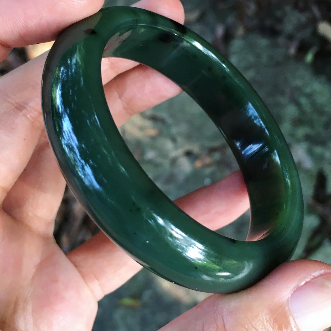 【Lost and find】Sale 天然石 微蓝调 和田玉 碧玉 手镯 56.3 - 手链/手环 - 宝石 绿色