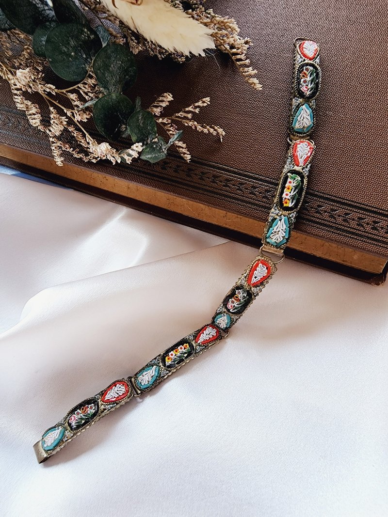 美国西洋古董饰品 / 意大利40~60's马赛克花卉图腾复古手链 - 手链/手环 - 其他材质 