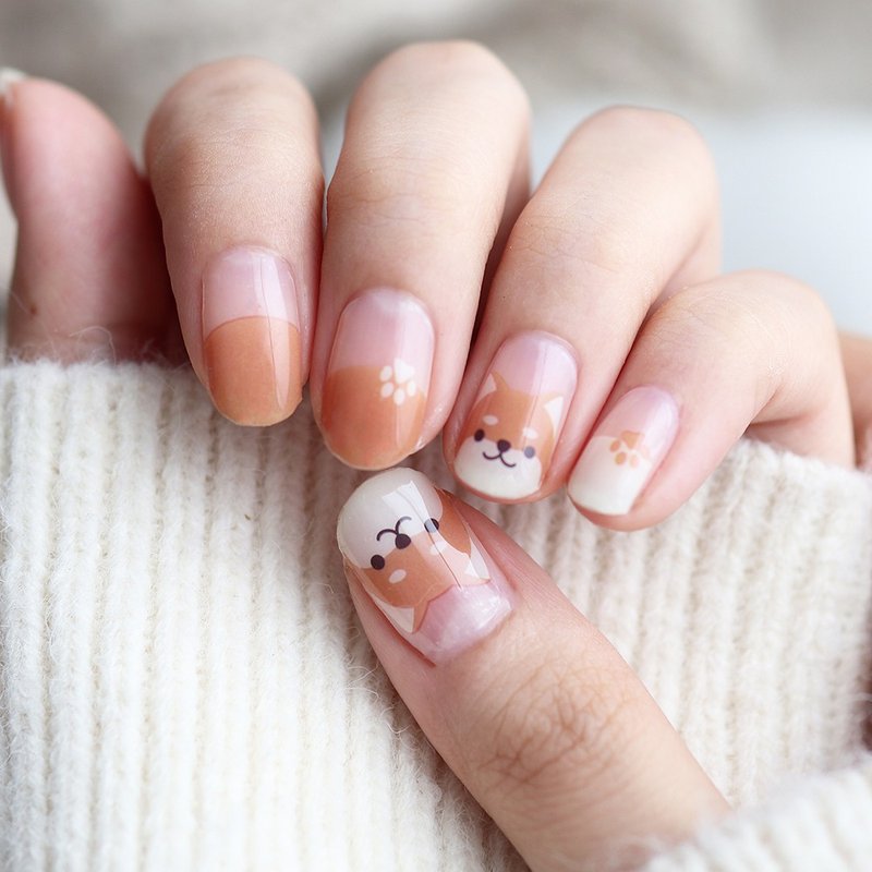 【Lunacaca凝胶指甲贴】C00956 柴犬の足迹 无负担感|易用|不伤甲 - 指甲油/指甲贴 - 塑料 