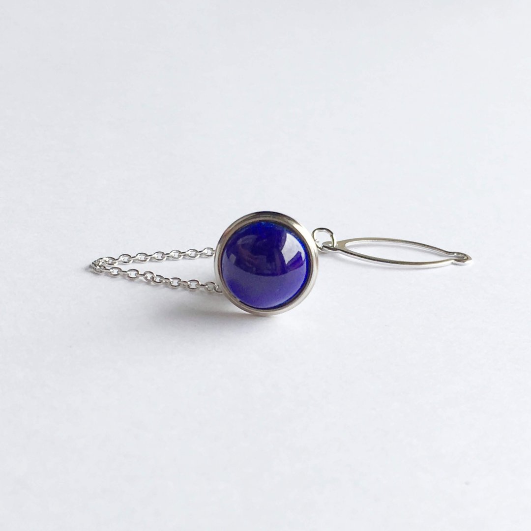 Sepia [Sapphire] Cloisonne Tie Tack Lapel Pin Pure Silver Cloisonne - 领带/领带夹 - 其他材质 蓝色