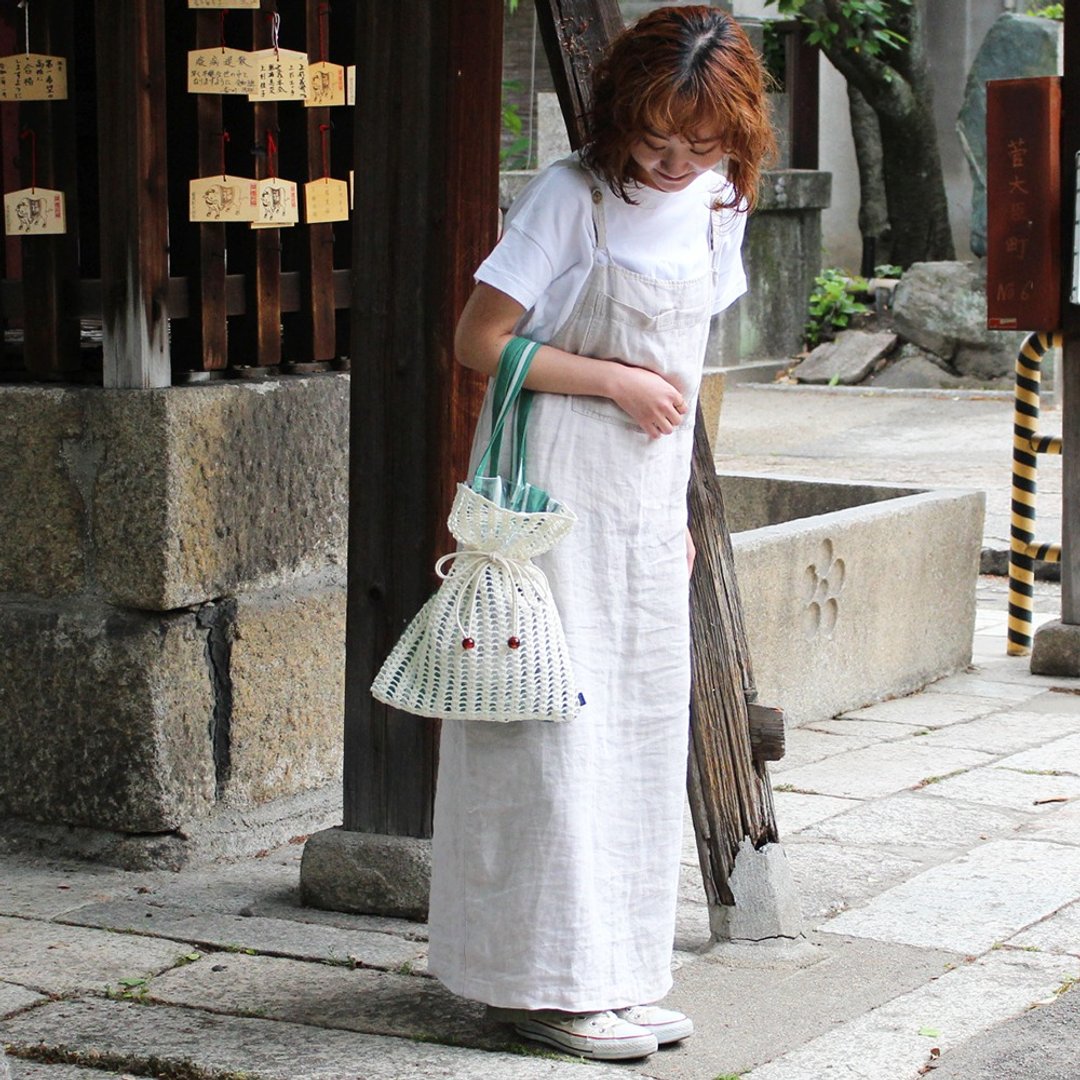 [PVC, cloth, knitted drawstring bag] Drawstring bag -GREEN- - 手提包/手提袋 - 棉 绿色
