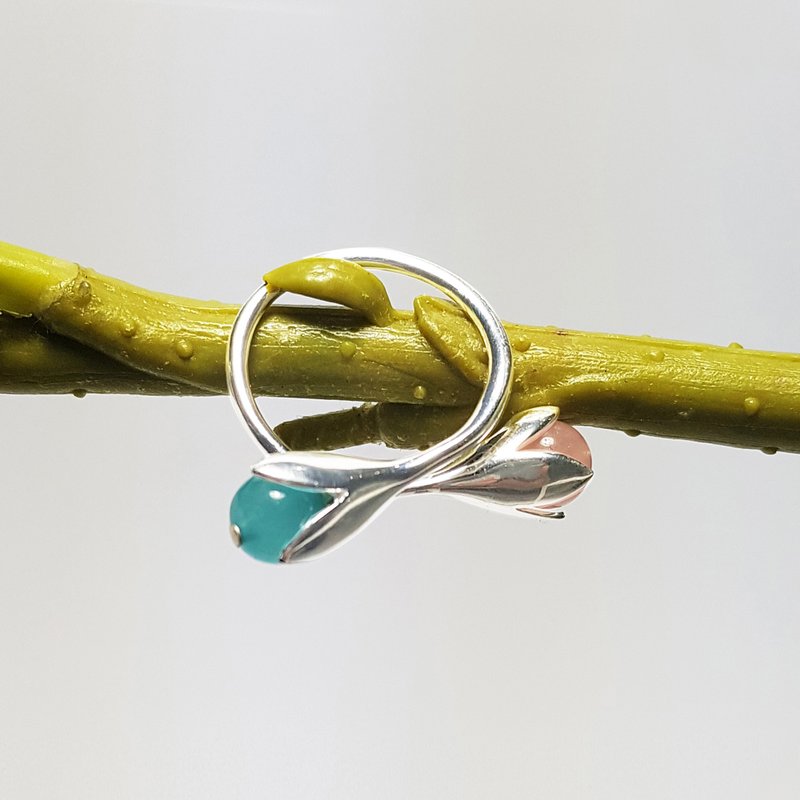 【雙11折扣】Silver ring, Lucky stone , adjustable ring ,Rose Quartz , Aquamarine - 戒指 - 纯银 