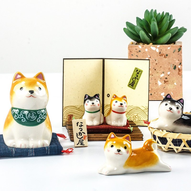 日本制药师窑柴犬豆柴小狗不倒翁手工陶瓷创意摆件生日开业乔迁 - 摆饰 - 陶 