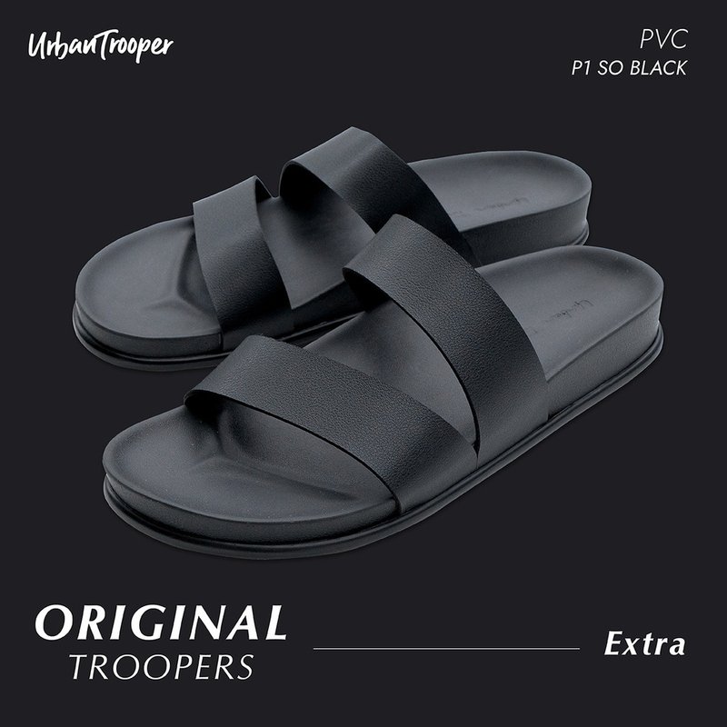Urban Trooper Original Troopers 'PVC' 皮革款 黑底 - 拖鞋 - 人造皮革 