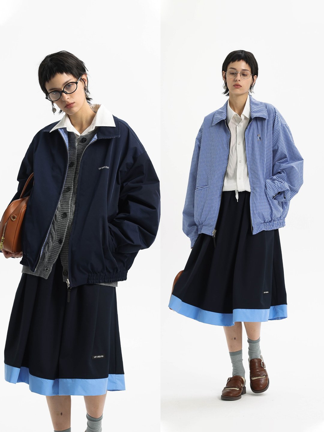 【防水双面穿】斜纹复古格纹哈灵顿夹克男女外套Unvesno(UN) - 男装外套 - 其他材质 