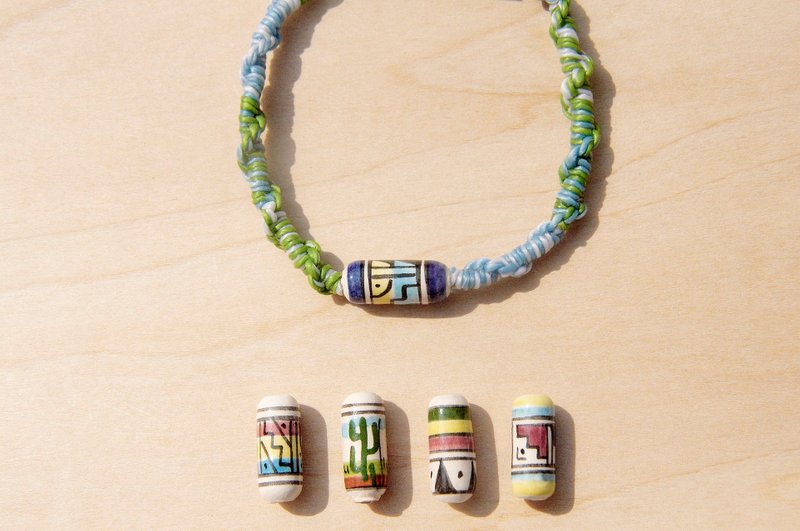 缤纷编织麻花蚕丝蜡线手绳/编织手绳/幸运手绳-手绘几何彩色陶瓷 - 手链/手环 - 防水材质 多色