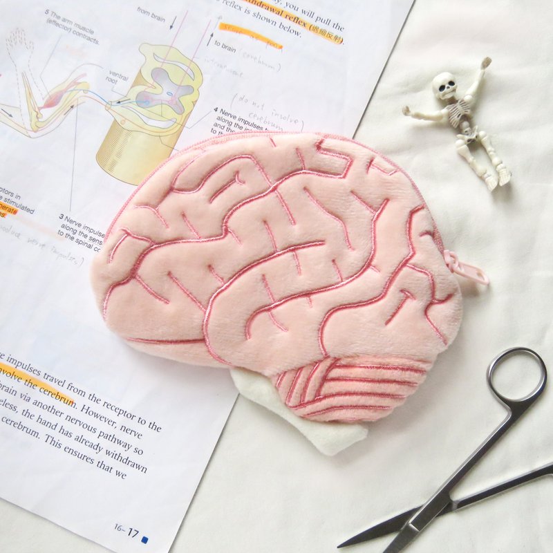 大脑毛绒包 / 理科生必备 - 零钱包 - 其他材质 粉红色