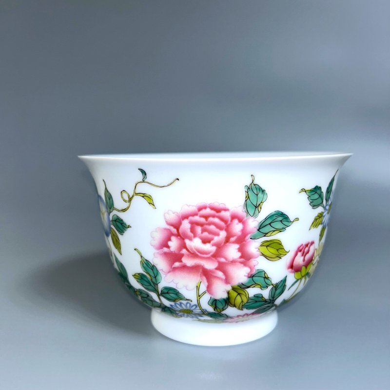 清雍正 粉彩四季花卉纹茶碗 - 碗 - 瓷 白色