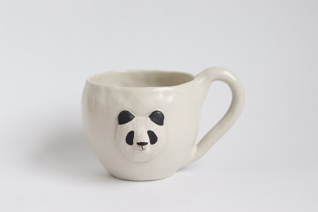 Animal Mug Panda [Made-to-Order] - 陶艺 - 陶 白色
