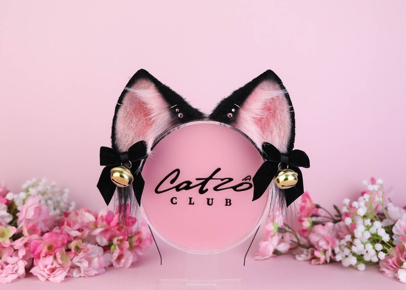 Classic Black Kitten Ears Faux Fur Cat Ears Headband - 发饰 - 其他人造纤维 黑色