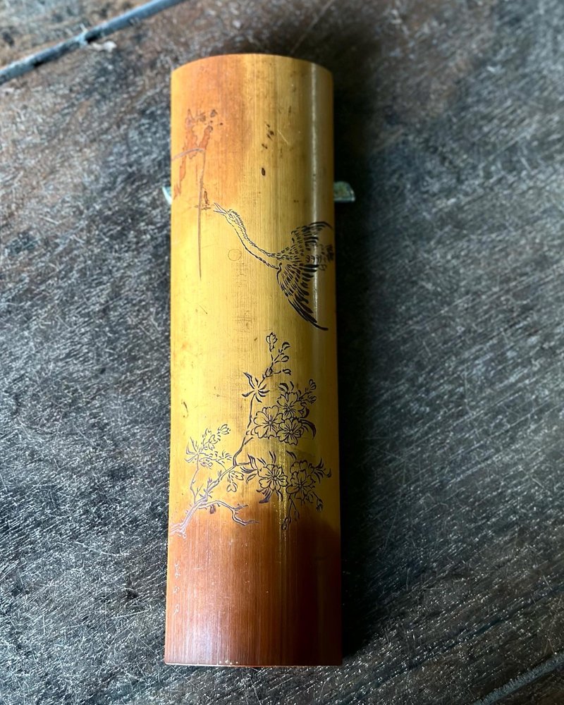 日本带回 花鸟图纹 成山刀 竹茶则 - 茶具/茶杯 - 竹 