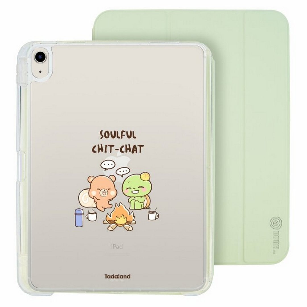 蛋卷松鼠 与 菠萝龟 iPad Air/Pro/2024 可拆式防摔透明 实色折套 - 平板/电脑保护壳 - 塑料 多色