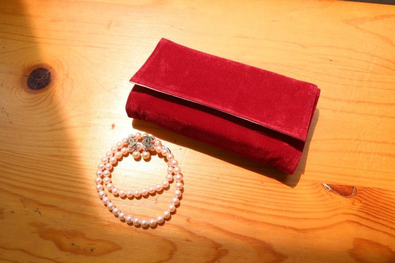 典雅红 高级珠宝首饰收纳袋 首饰旅行包 大容量便携旅行折叠饰物 - 化妆包/杂物包 - 其他材质 红色