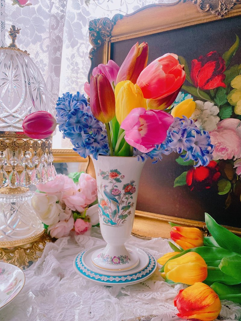 英国制 Wedgwood 手绘喜鹊牡丹花瓶 花器 库存品 母亲节送礼 - 花瓶/陶器 - 瓷 多色