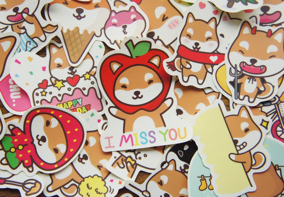[Mangogirl]柴犬涂鸦防水小贴纸组(任选7张) - 贴纸 - 塑料 