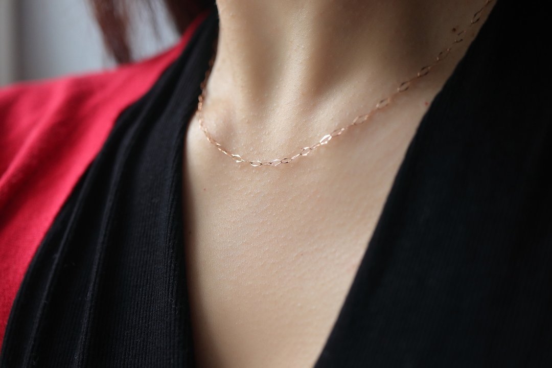 14K Circle String Chain 篓空链子 - 项链 - 贵金属 金色