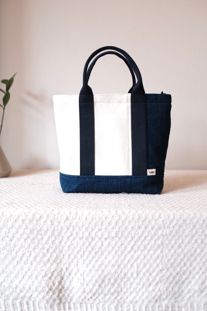 Hand Bag - Kantan.S - Handwoven Cotton Fabric - 手提包/手提袋 - 棉．麻 蓝色