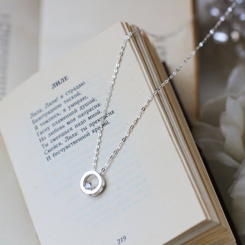 只有一条。唯一的妳 单钻 简约圆圈 925纯银项链 女生 生日礼物 - 项链 - 纯银 透明